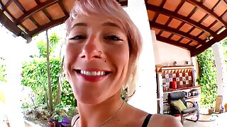 Blonde Tattooed Nicky Wayne with natural tits enjoys anal